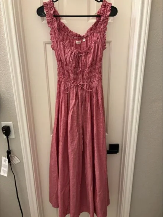 Doen Emmaretta Dress in Cerise Paris Gingham - Picture 3 of 6